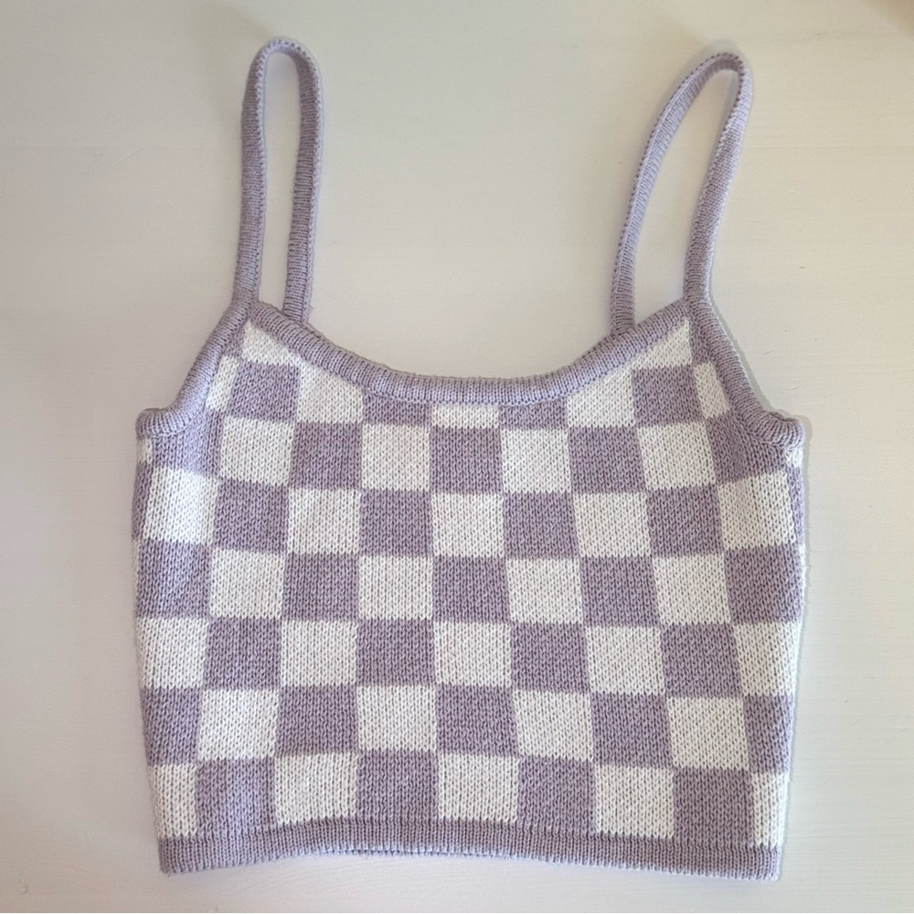 Aeropostale Lavender Checkered Crop Sweater Cami - Picture 5 of 10